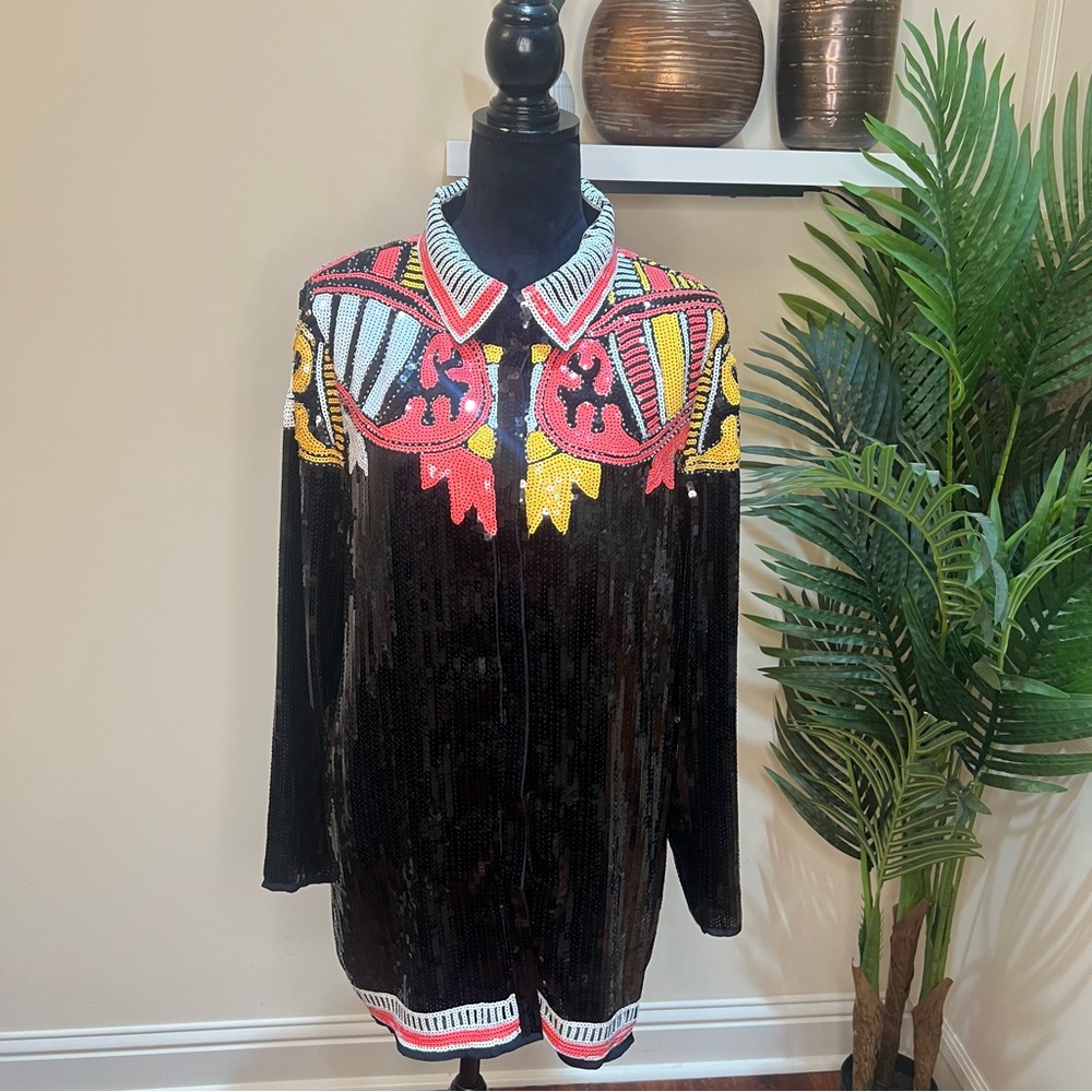 Nasty Gal Country Star Sequin Embellished Blouse Jacket Dress US4 - Picture 2 of 12